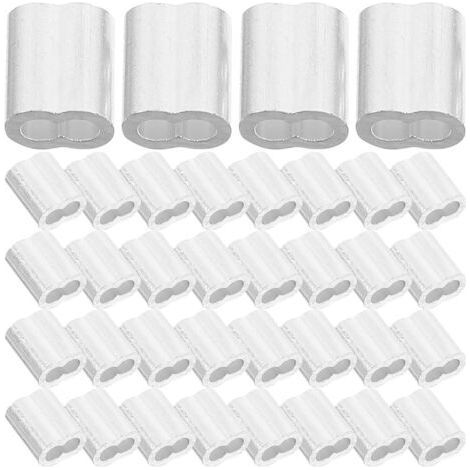 200 Manchons à Sertir Doubles en Aluminium pour Câble Acier 2 MM Clips Clips Câbles Argentés Lot Industriel 200 Pièces pour Fixation Usage (1/5)
