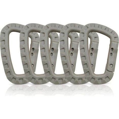 Bardusch-Lot de 5 mousquetons, Mousqueton Plastique, Mousqueton Tactique, Mousqueton Militaire, Mousquetons en Plastique Dur de qualité supérieure, Robustes, Forme en D multifonctionnelle (1/4)
