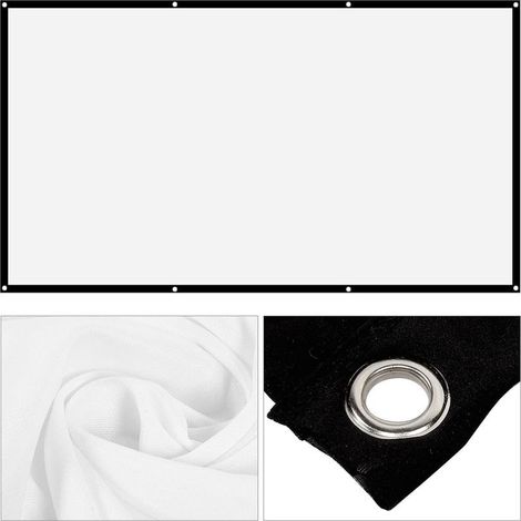 Écran de Projection 220 x124CM 16:9 4K 1080 HD, Toile de Vidéoprojecteur Murale, Angle de Vision Étendu, avec Crochets, pour Cinéma Domicile, Bureau, Classe de Classe (1/5)