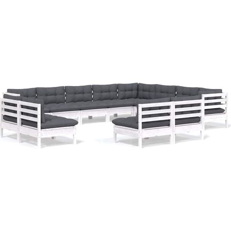 Maison Exclusive - Muebles de jardín 12 pzas y cojines blanco mad (1/5)