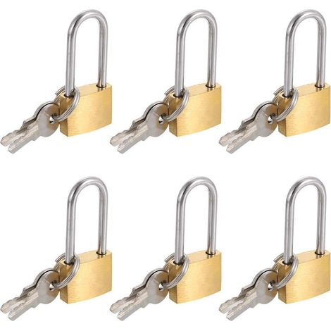 6er Set Messing Vorhängeschlösser mit langem Bügel und Schlüsseln