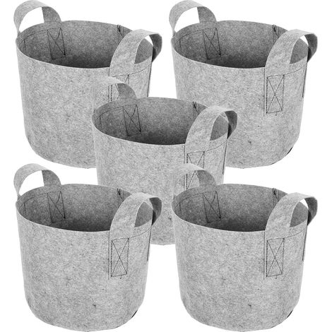 Lot de 5 sacs de culture/pots de fleurs avec poignées, 3 gallons d'épaisseur (1/5)