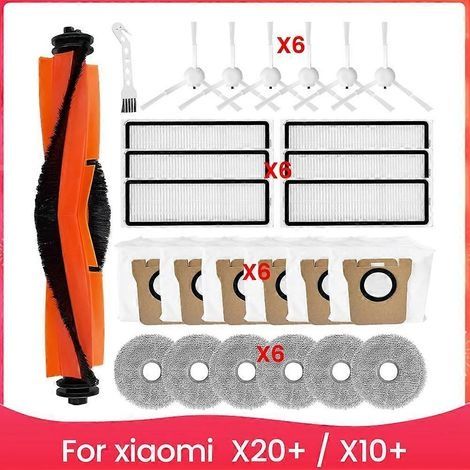 Kit d'accessoires pour aspirateur Xiaomi X20+ / X10+ : pièces de rechange, brosse principale, filtre HEPA, lingette de nettoyage et sacs à poussière. (1/5)