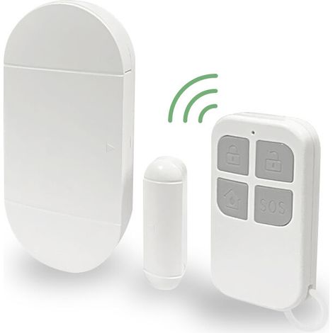 AL011 Alarme pour la maison Capteur d'alarme pour porte et fenêtre avec télécommande Alarme avec sirene sans fil avec batterie Systeme de sécurité anti vol et anti effraction Blanc (1/5)
