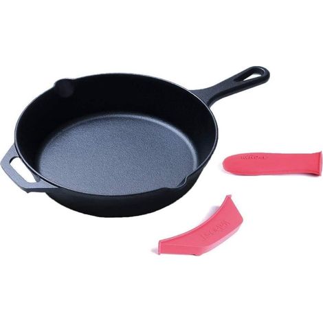 Poêle En Fonte - 25 cm - Poignée En Silicone - Pour Cuisinière, Four Et Grill - 1 Pièce (1/5)