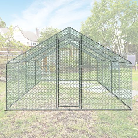 Enclos poulailler parc grillagé acier galvanisé Cage parc enclos pour animaux 8x3 M (1/5)