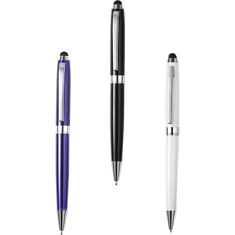 Stylet Multifonctionnel Compatible Écran Tactile en Métal, Lot de 3 Pièces Fonction Rotation et Attache Stylo pour Tablette et Téléphone Portable (1/5)