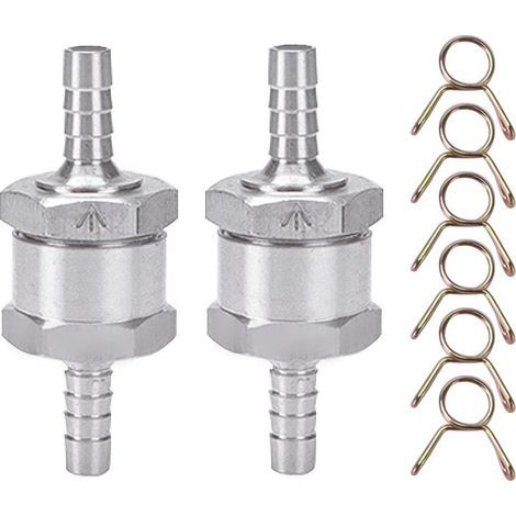 2-teiliges Rückschlagventil, 6-mm-Aluminium-Kraftstoffrückschlagventil, mit 6 Federklammern, für Benzin-Diesel-Vergaser-Niederdruck-Kraftstoffsysteme (1/5)