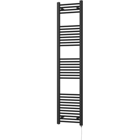 Zennor - Black Electric Towel Rail H1800mm x W400mm Straight 500w Standard (1/3)