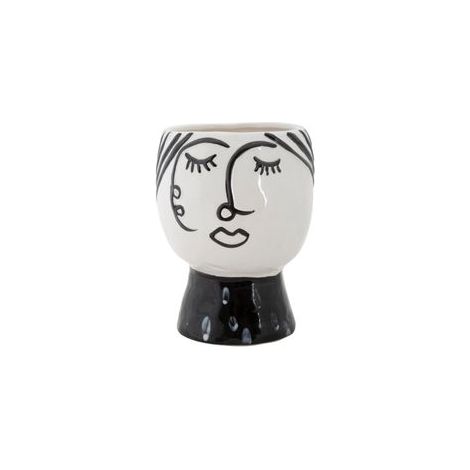 Vase en porcelaine blanche et noire, diamètre 14x18,2 cm (1/5)