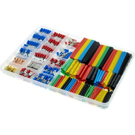 Juego de conectores aislados y tubos termorretráctiles 350 uds. (1/5)