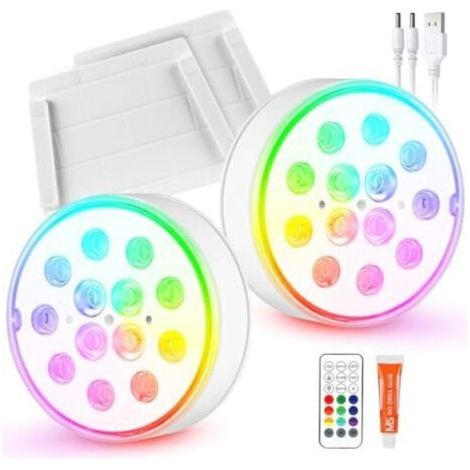 Éclairage de piscine rechargeable sous-marin avec télécommande 2 pièces lumières de piscine multicolores changeantes éclairage d'étang lumière sous-marine éclairage de piscine RVB étanche pour vase d'
