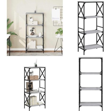 Bibliothèque à 4 niveaux sonoma gris 59x35x132 cm - Bibliothèque Murale - Bibliothèque Design - Étagère Moderne - Meuble Rangement - Bibliothèque Industrielle - Home & Living (1/5)