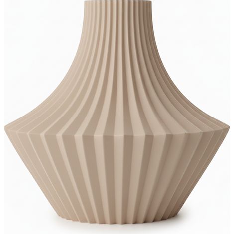 Vase décoratif plissé, beige, pour fleurs, design élégant (1/3)