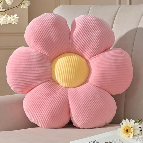 Coussin Fleur Rose, Coussin de Sol Esthétique pour Chambre, Coussin Décoratif Pâquerette pour Chambre d'Enfant et Canapé, 37 cm (1/5)