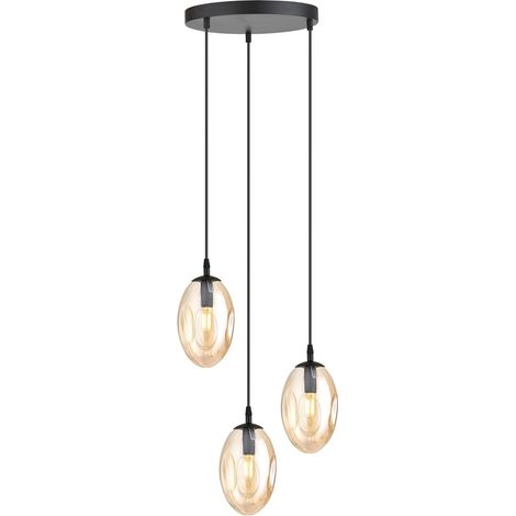 Lampada a Sospensione Astral, Acciaio verniciato a polvere, Vetro, Nero, Ambra, 40x100x40 cm