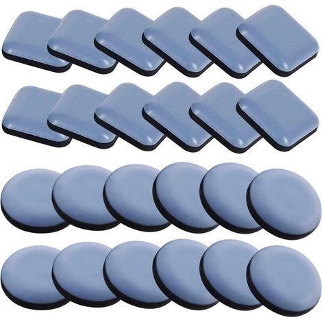 24 Pièces Patins pour Meubles, Patins Glisseurs pour Meubles en Teflon, Patins de Meubles, Patin Glisseur pour Meuble Lourd, pour Chaises, Table et Manger (12 Carré et 12 Rond, 2X2cm) (1/5)