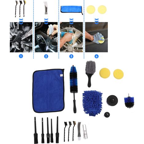 Ensemble de 18 brosses pour roues et pneus de voiture, couleur A. (1/5)