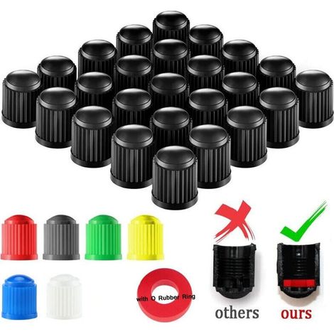 Lot de 10 pour Pneus de Voiture, Couvre-Valves, Capsules de Valve pour Automobiles, SUV, Motos, Vélos - Adaptés à Tous Les Valves Schrader (Noir) (1/5)