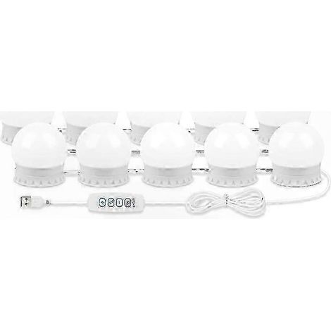 Dimmbare LED-Schminkspiegelleuchten mit USB-Kabel, 10er-Pack selbstklebende Make-up-Birnen (1/5)