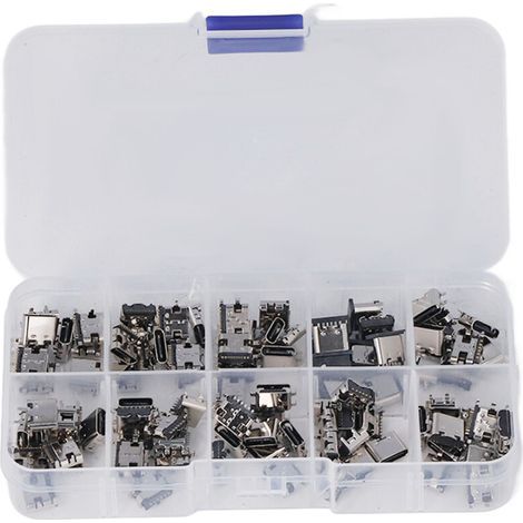 Kit de connecteurs femelles USB Type-C, 100 pièces, pour soudure, réparation et remplacement. (1/4)