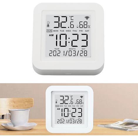 [WLAN-Temperatur-/Feuchtigkeitssensor]Professioneller, drahtloser Temperatur- und Feuchtigkeitssensor, hohe Empfindlichkeit (0–60 °C), ABS-Material (1/5)