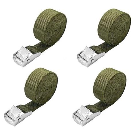 BUNTHAUS PA Sangles d'arrimage de 5 m - Lot de 4 Courte Sangle a Cliquet avec Boucle de Serrage 25mm 100kg Sangle Porte Velo, Sangle Moto Extrêmement Robustes (1/4)
