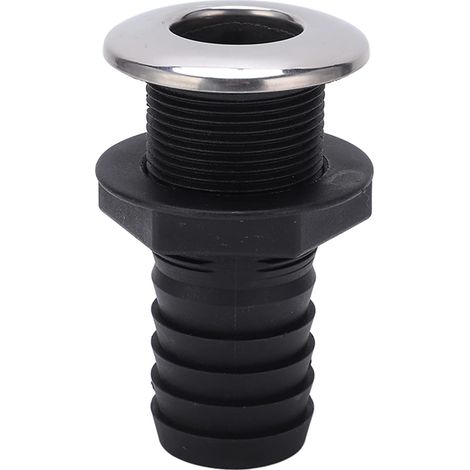 1-1/2" Thru Hull Fitting Drain avec Clapet De Couverture en Acier Inoxydable, Connecteur Noir Droit à Travers la Coque pour Yachts, Bateaux, Marines, Navires (1/5)