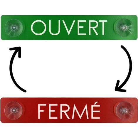 Plaque Ouvert / Fermé recto verso en PVC à ventouses pour fixation vitrine (1/6)