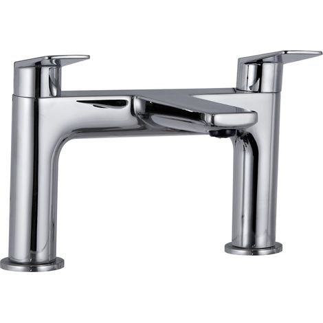 Contemporary Deck Mounted Bath Filler Tap with Two Lever Handles - Chrome