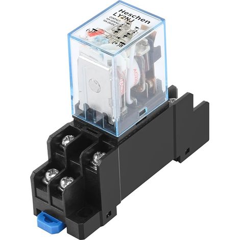 Relais à usage général, LY2NJ, Bobine 220VAC, 10A 24VDC/220VAC, DPDT, Indicateur LED, avec socle