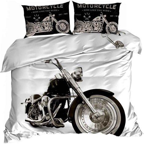 3D-Baumwollsatin-Bettwäsche 200x220cm Motorrad (1/3)