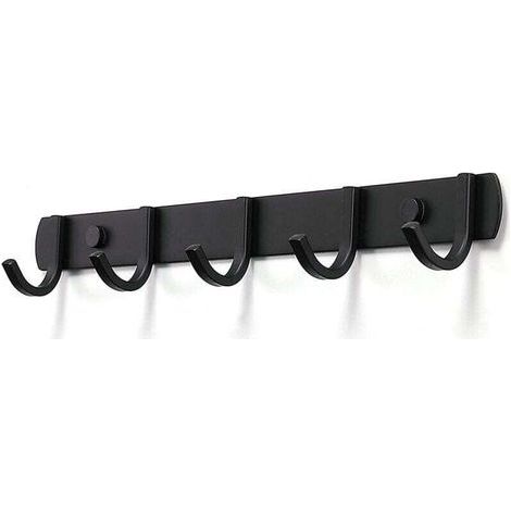 Wandgarderobe, Designer-Garderobenhaken aus Edelstahl, robuste Haken für Badezimmer, Schlafzimmer oder Büro, Schwarz (5 Haken) (1/4)