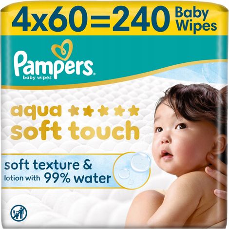 Salviette umidificate Pampers Aqua Soft Touch, confezione da 60 pezzi (4x60 pezzi). (1/5)