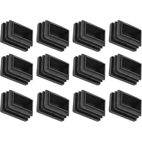 30 x 20 mm Plastique Bouchon Fin Bouchon x12PCS Rectangle Tube Insert pour Meubles Montage Remplacement, [Noir] (1/5)