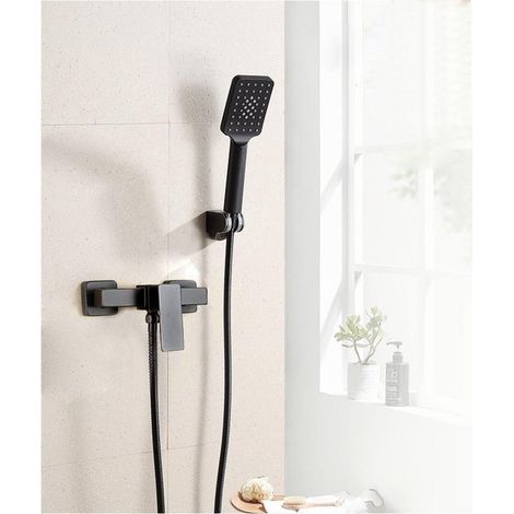 Mitigeur de salle de bain noir mat – Douchette à main – Modèle 202031-Black – Design moderne