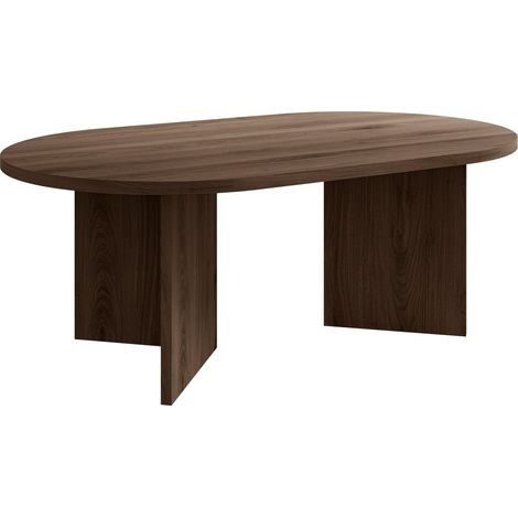 Mesa de centro Comfivo Fungus, Nogal, 42x65x110cm, Diámetro: 0, Aglomerado laminado, Ovalada