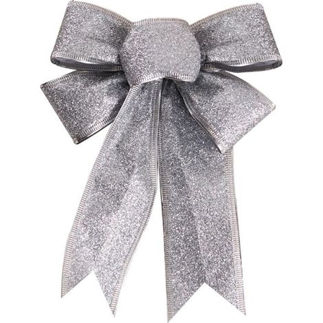 ZVD Paquet de 5 Nœuds Décoratifs en Tissu à Paillettes de Noël - Argent (1/4)
