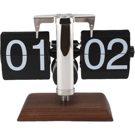 Horloge de bureau à rabat, Vintage, grand nombre, 24 heures, descente automatique, mécanique, pour la maison, décoration de salon, noire (1/5)