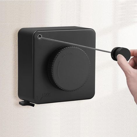 Étendoir à linge mural extensible 5,5 m noir charge maximale 20 kg pour séchage du linge en extérieur (1/5)