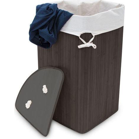 Cesto portabiancheria pieghevole pieghevole con borsa triangolare 65 cm bambù nero 1300019023