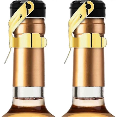 Bouchon de champagne Clover, lot de 2 bouchons en acier inoxydable pour bouteilles de champagne Cava, Prosecco et vins mousseux, couleur or ABC【PL】-AquaForge