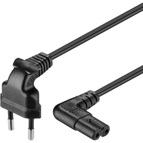 1 Câble d'alimentation 230V, Fiche européenne C7, Cuivre 0,75mm², Pour PC TV Moniteur