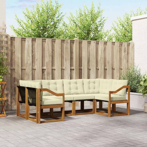 Outdoor-Sofagarnitur mit Kissen 6 pcs Natur und Creme (1/5)
