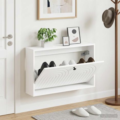 vidaXL Wall-Mounted Shoe Cabinet ALKMAAR 71 x 17 x 43 cm White (1/5)