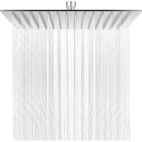 Pommeau de douche anti-calcaire, pommeau de douche pluie à économie d'eau, acier inoxydable, finition chrome brossé 12 "/ 30 cm, carré (1/5)