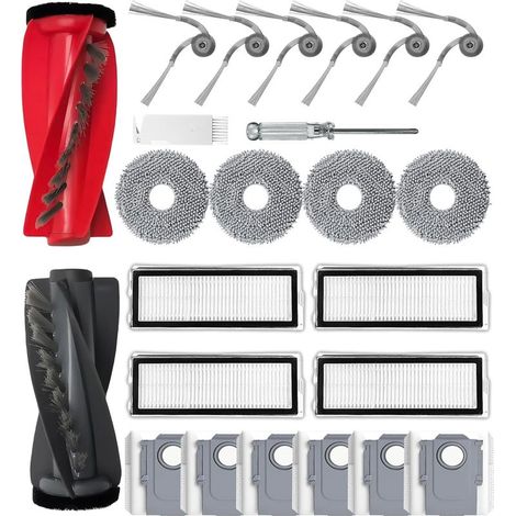 1 Zubehörset für Roborock Qrevo – Hauptbürste, Staubbeutel, HEPA-Filter, Wischmopps, Seitenbürsten – Boden- und Teppichreinigung – Schwarz (1/5)