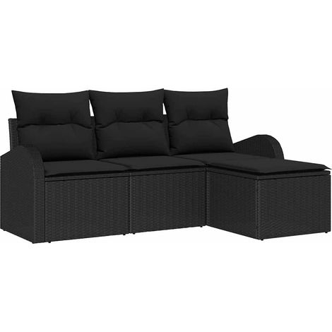 Maison Exclusive - Gartensofa-set Schwarz Poly-Rattan