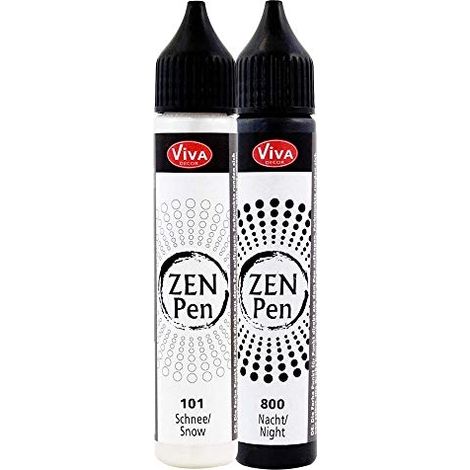 VIVA DECOR KIT ZEN PEN (YIN ET YANG, 2X28ML) STYLO À PERLE 3D - STYLOS À PERLES POUR CRÉER DES POINTS DE COULEUR EN 3D, BOIS, TO