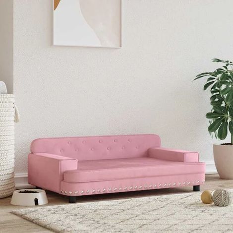 Panier pour chien en velours rose, 90 x 53 x 30 cm